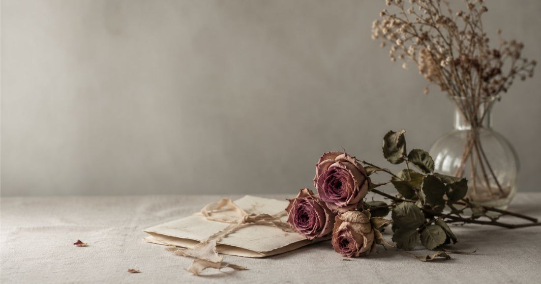 失恋した心を整理するための枯れ薔薇と手紙
