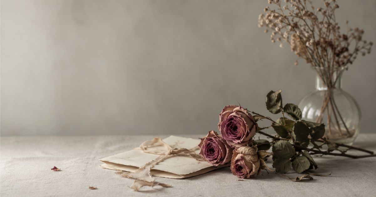 失恋した心を整理するための枯れ薔薇と手紙