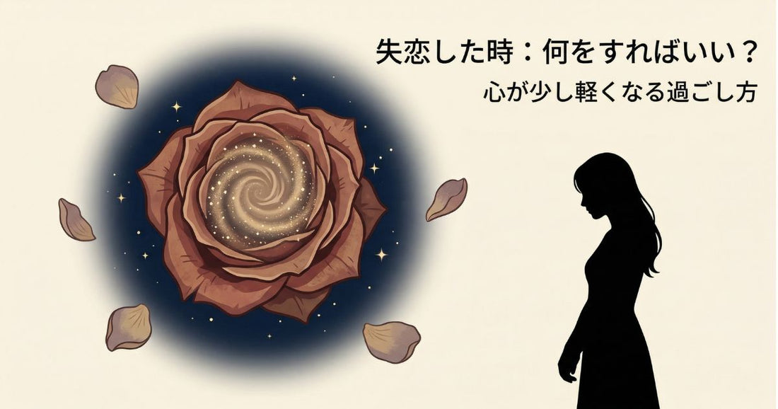 失恋した時の過ごし方と心が軽くなる方法（枯れたバラと女性のシルエット）